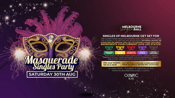 Masquerade Singles Party at the Olympic Hotel, Preston!
