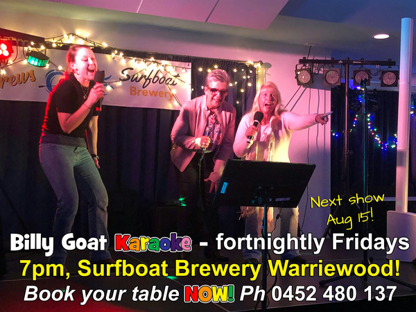 KARAOKE fortnightly Fridays 7pm Surfboat Brewery 14 Jubilee Ave, Warriewood
