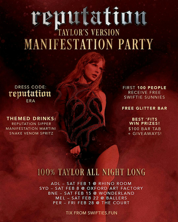 Reputation TV Manifestation Party - Taylor Swift Night Perth